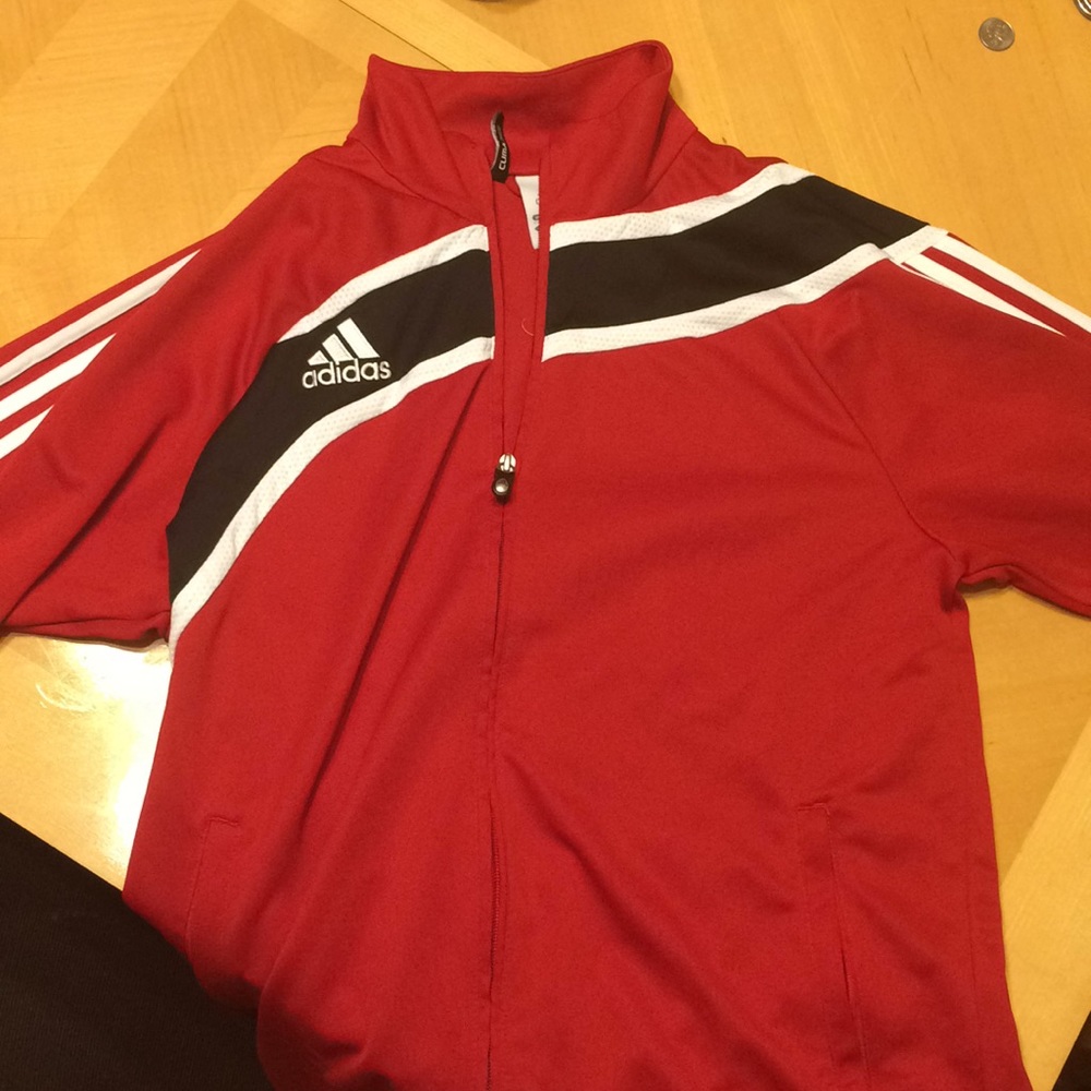 Red adidas long sleeve pullover